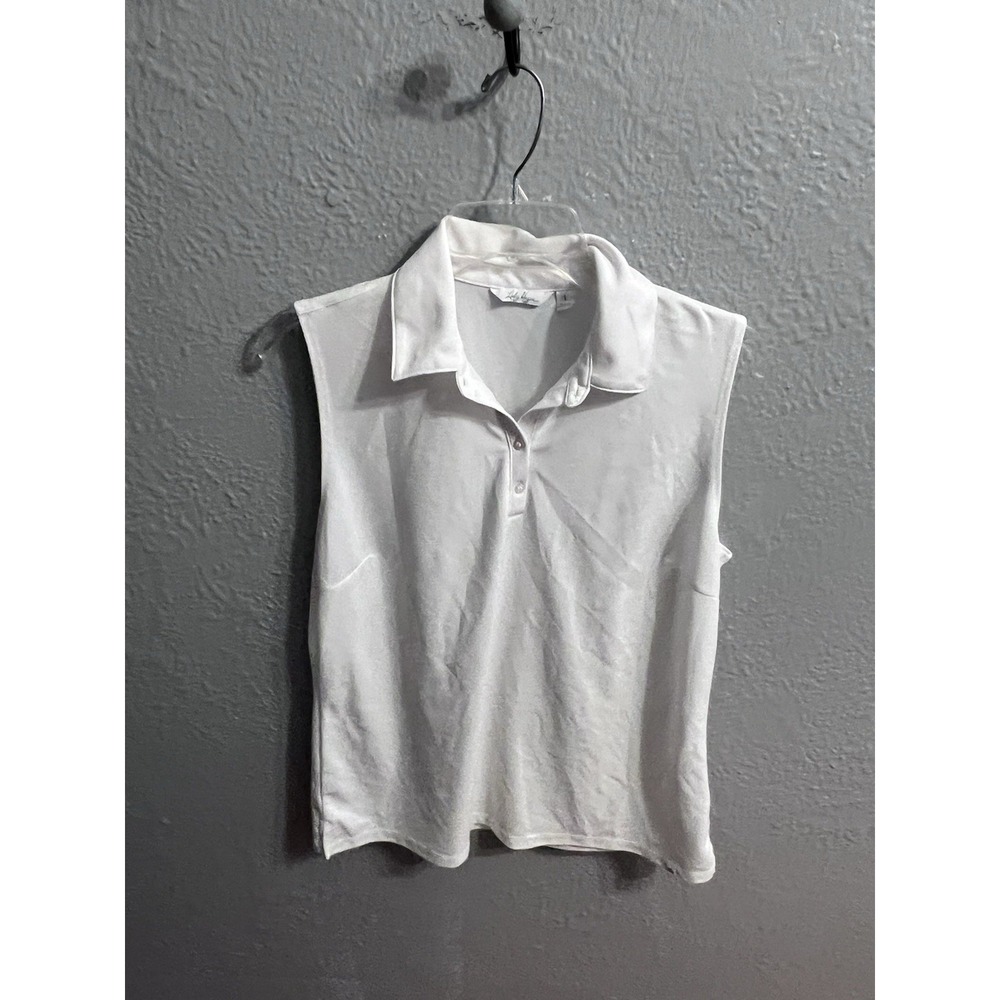 Womens lady Hagen White sleeveless polo size Large